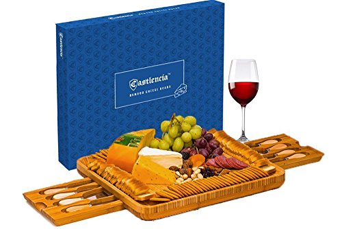 Extra Large Bamboo Cheese Board– Natural Wooden Serving Platter for Spreads, Crackers, Brie