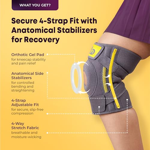 Image of betterhood Premium 4-Strap Knee Brace with Stabilizers | Open Patella Knee Support | Knee Cap Support for Arthritis, Joint Pain & Post-Surgery Recovery | Adjustable, Anti-Slip (Pack of 2)