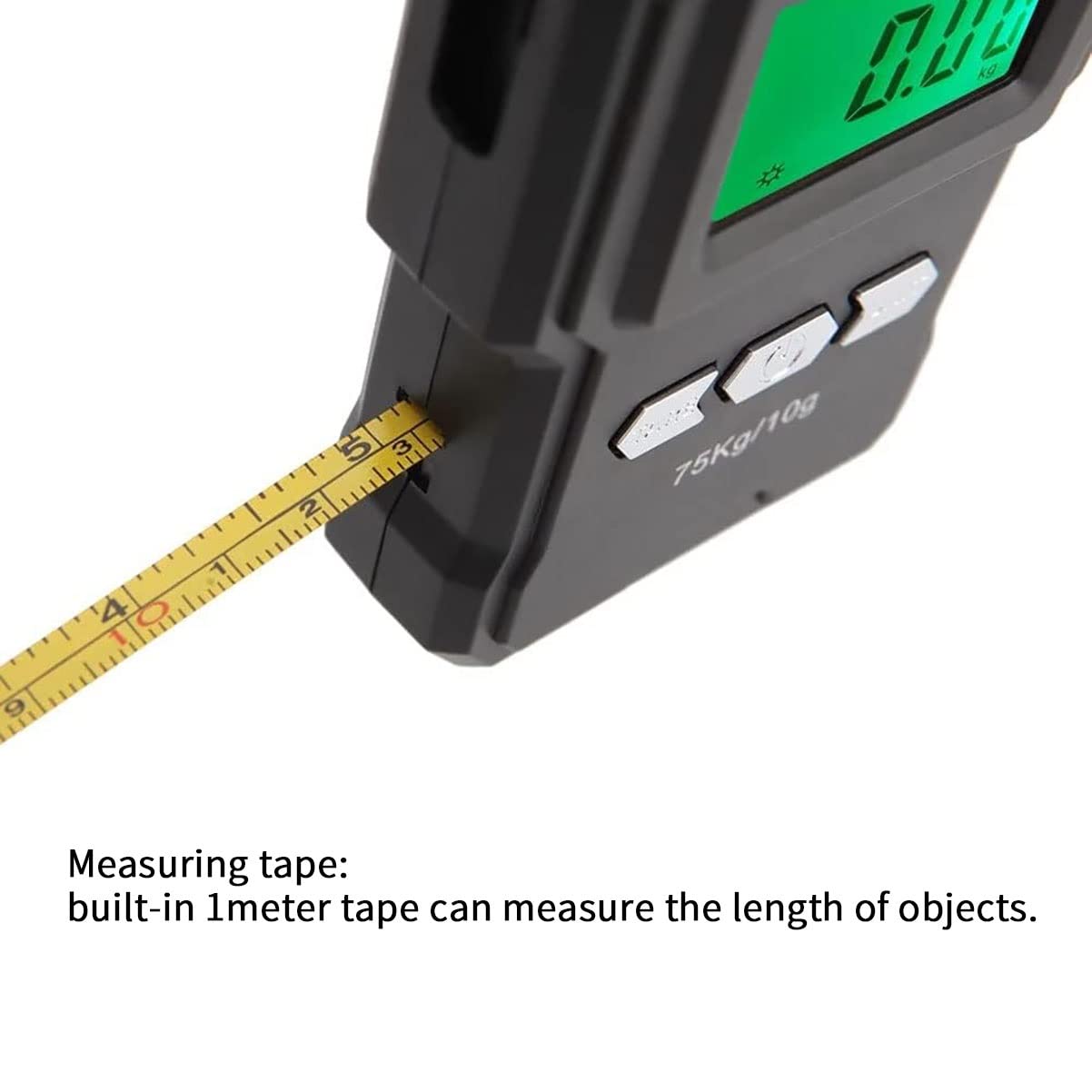 Bilancia elettronica portatile da 75 kg con display a LED Bilancia digitale da gru con metro a nastro da 1 m Scala di aggancio for bagagli Verdura e frutta Bilance