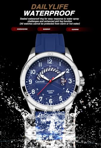 Image of Waterproof Watch Analog Military Stylish Durable Timepiece for Men Boy Sports Wrist Quartz Watches,Silicone Strap