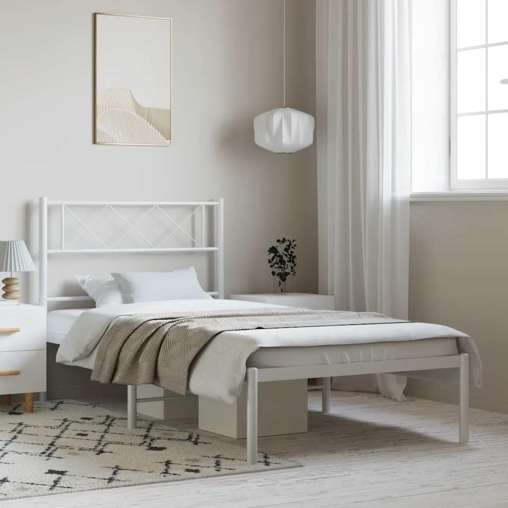 vidaXL Giroletto con Testiera Metallo Bianco 100x190 cm