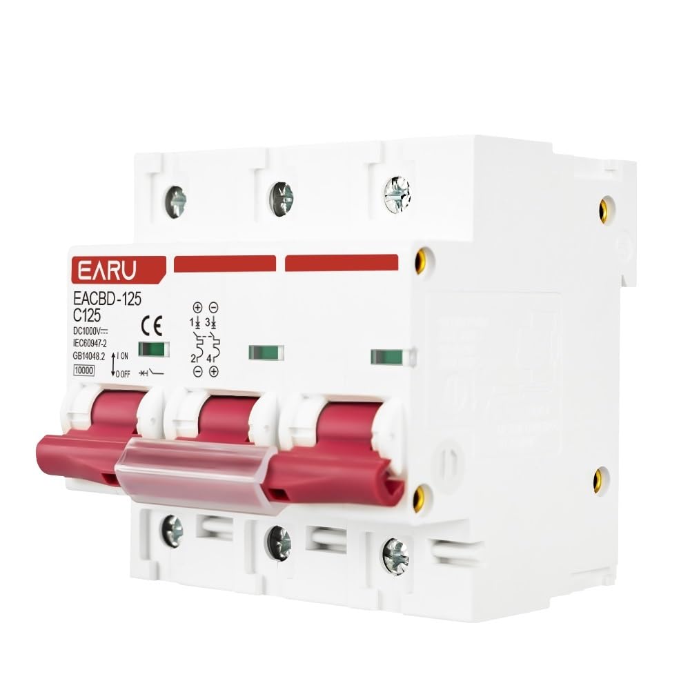 GUOCHENJIE Circuit Breaker 1-4P DC MCB 1000V 6A-125A, PV Overload & Leakage Protection, Waterproof Circuit Breakers(DC 4P,16A)