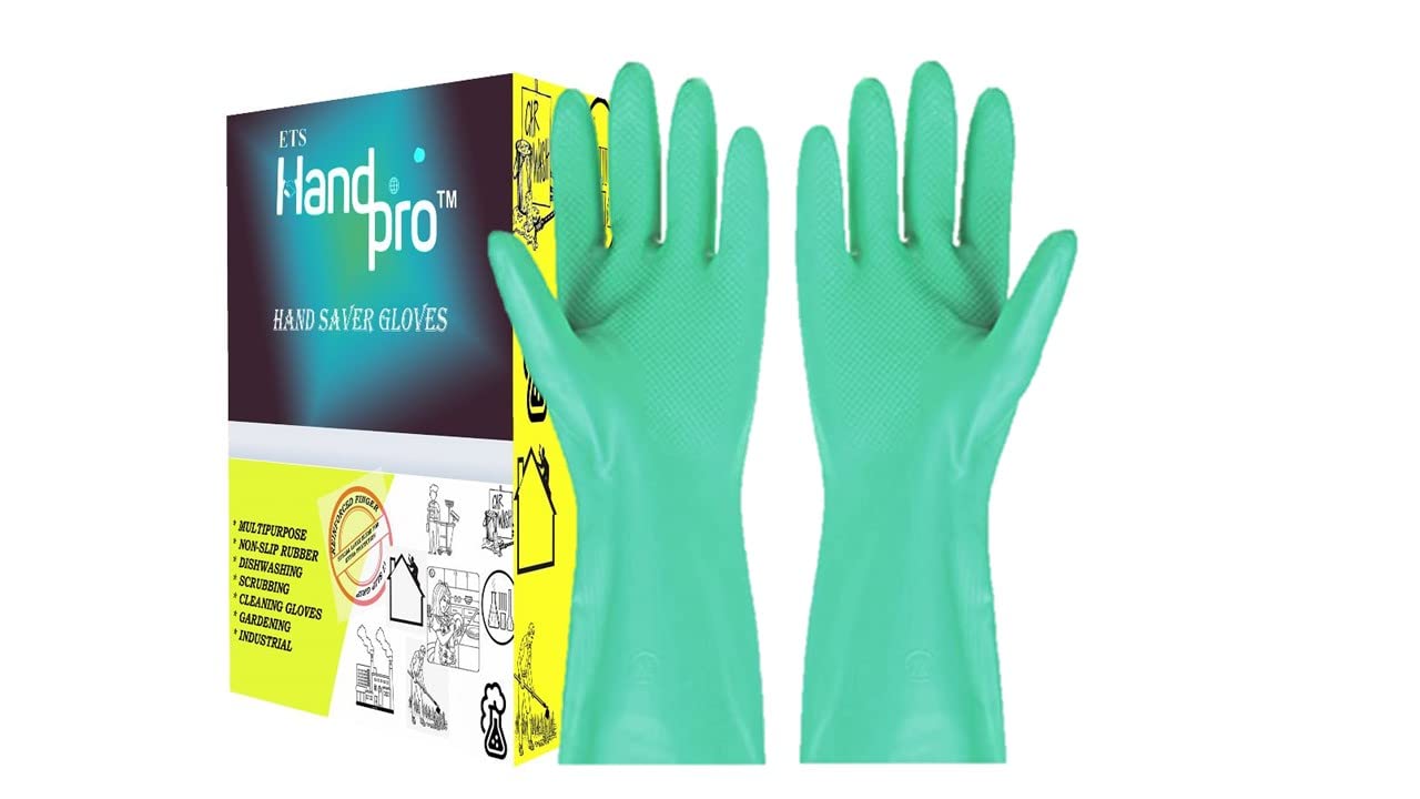 ETSHandPro 12 Inches long Reusable Nitrile Chemical Resistant Rubber Hand Gloves for Industrial Purpose Janitorial Construction Gardening Home Kitchen Cleaning Gloves / Dish washing gloves (XL, 1) (B0BPCY2PTY) Amazon Price History, Amazon Price Tracker
