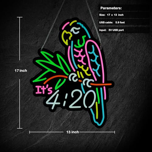 Image of 17x13 Inch Parrot Neon Signs Art Wall Lights for Beer Bar Club Bedroom Hotel Pub Cafe Wedding Birthday Party Gifts