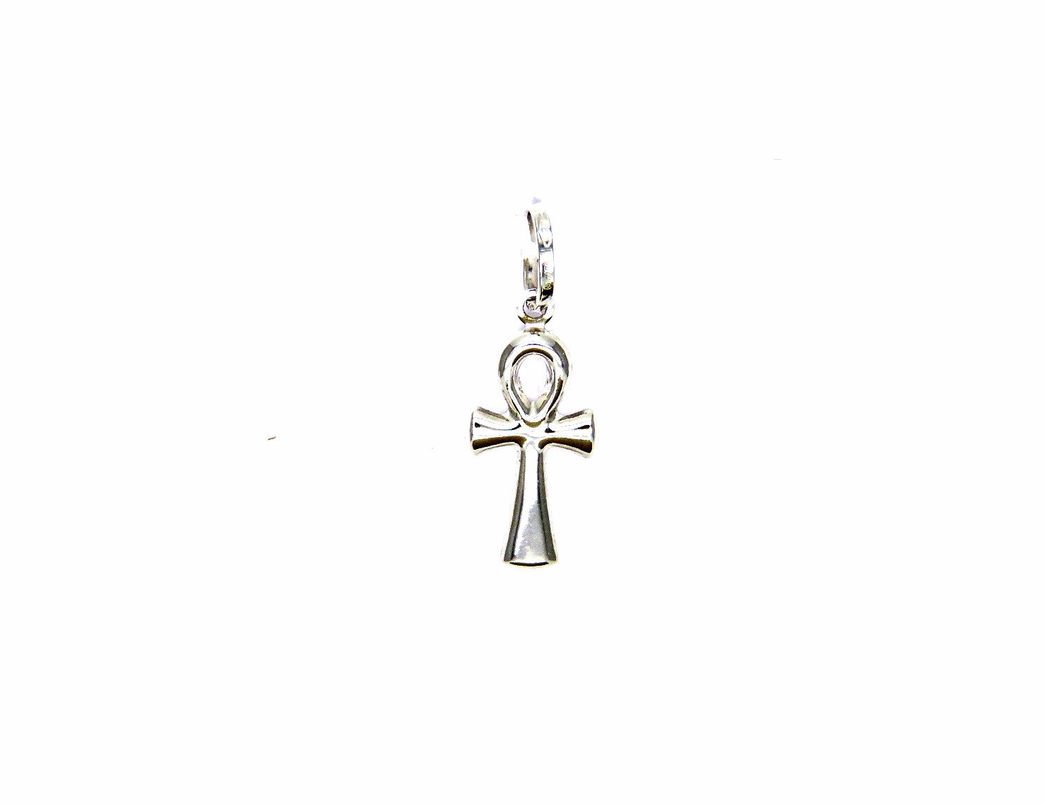 Ciondolo Oro Bianco 18kt (750) Pendente Piccola Croce della Vita Uomo Donna Bambini