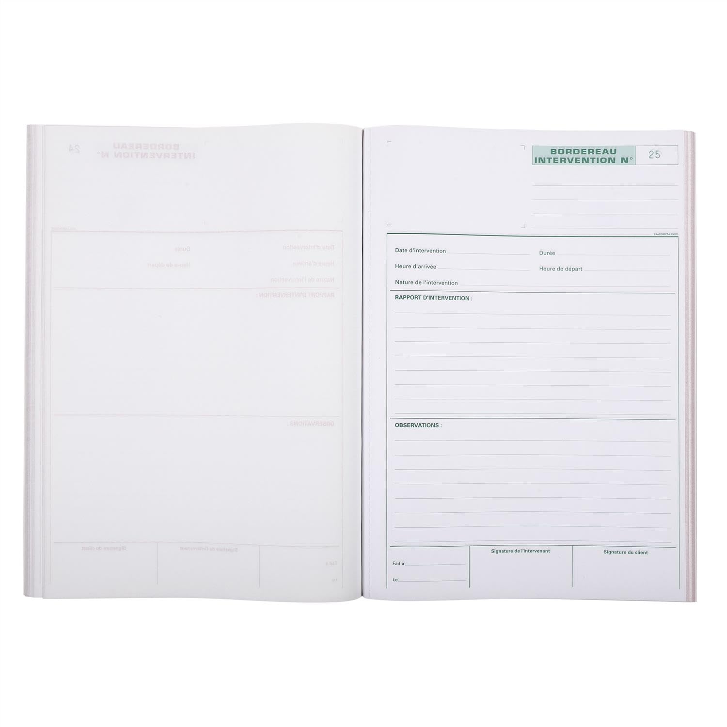 EXACOMPTA Lot de 5 Manifolds Rapports d'intervention 29,7x21cm - 50 feuillets autocopiants - Blanc
