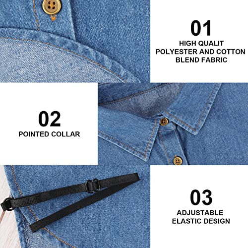 XEPST 2 Pieces Womens Fake Collar Detachable, Half Shirts Blouse Collar Solid Color Denim Fake Collar False Shirt Collar Dickey Collars Removable Choker Blouse Top for Women Girls Decorative Favors3