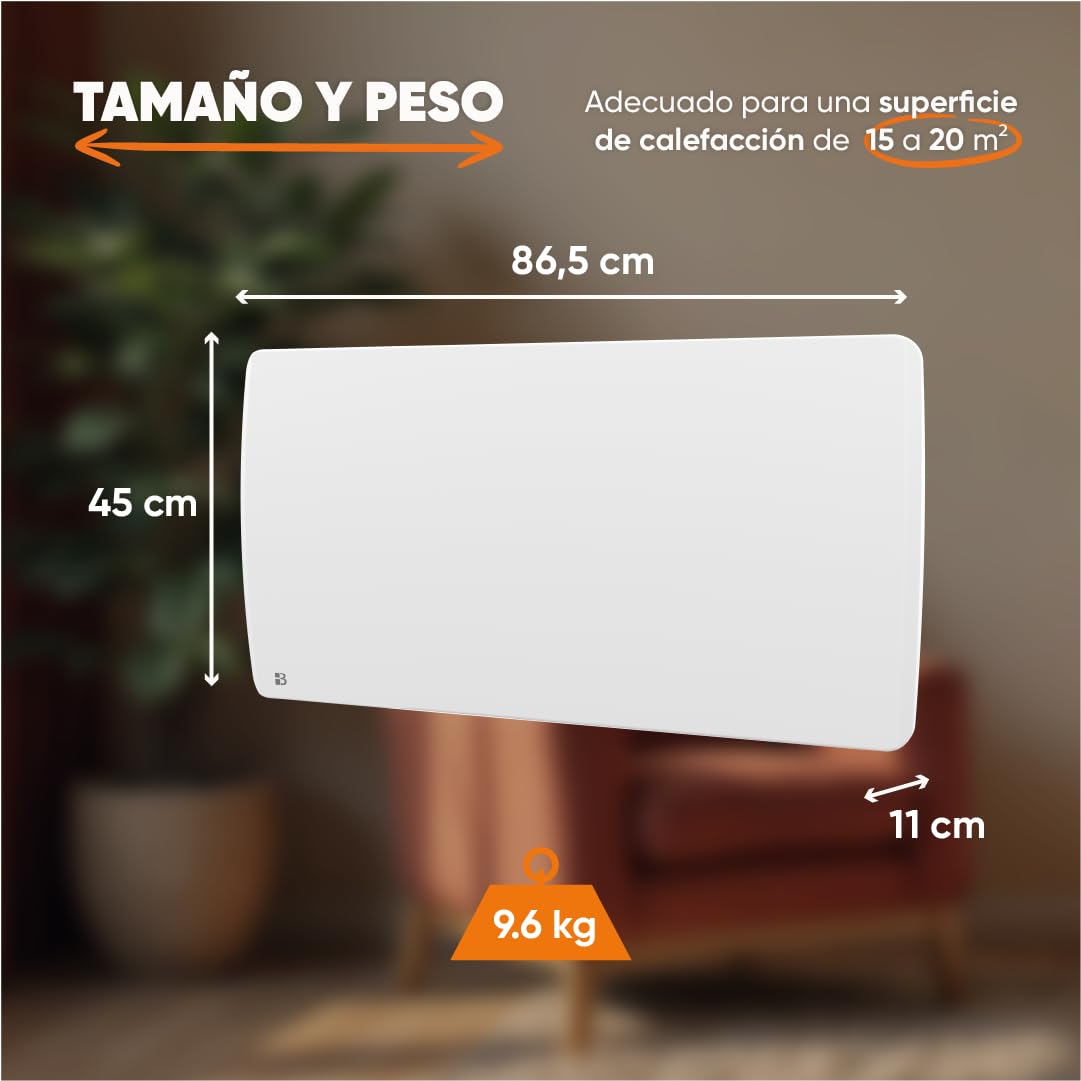 BESTHERM - Radiador eléctrico de inercia seca de cerámica fija 2000W Bestherm ARIA horizontal blanco