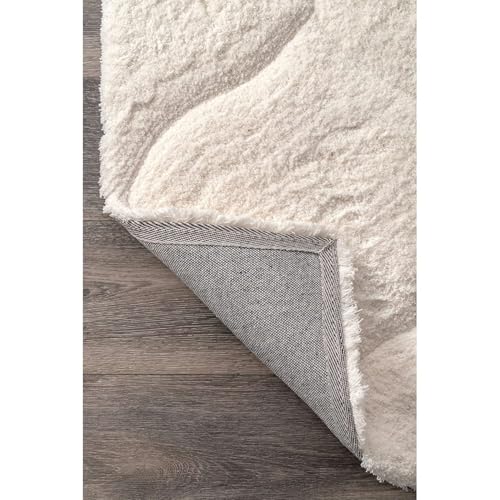 Image of Shaggy Carpet for Living Room Bedroom 2X6 FEET Fluffy Plush Area Rug, Thick Fur Floor Carpet Modern Cozy Rug for Home Decor, Kids Room Bedside Hall, Durable Comfortable Shaggy Rug (Ivory)