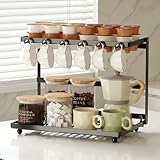 PureBox 2-Tier Coffee Station Organizer with K-Cup Holder, No-Assembly Heavy Duty All-Metal Countertop Organizer for Coffee Pods, Mugs & Accessories, Black