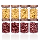 SAIOOL Stackable Kitchen Canisters Set of 8,High Borosilicate Glass Cylinder Airtight Food Storage, sort out the tea, flour, candies, grain easily and clearly