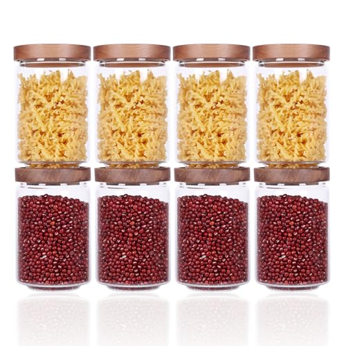 SAIOOL Stackable Glass Kitchen Canisters Set of 8