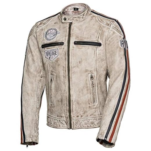 Spirit Motors Motorcykeljacka med skydd motorcykel jacka retro stil läderjacka 3.0, herr, chopper / cruiser, året runt, Vit, XL