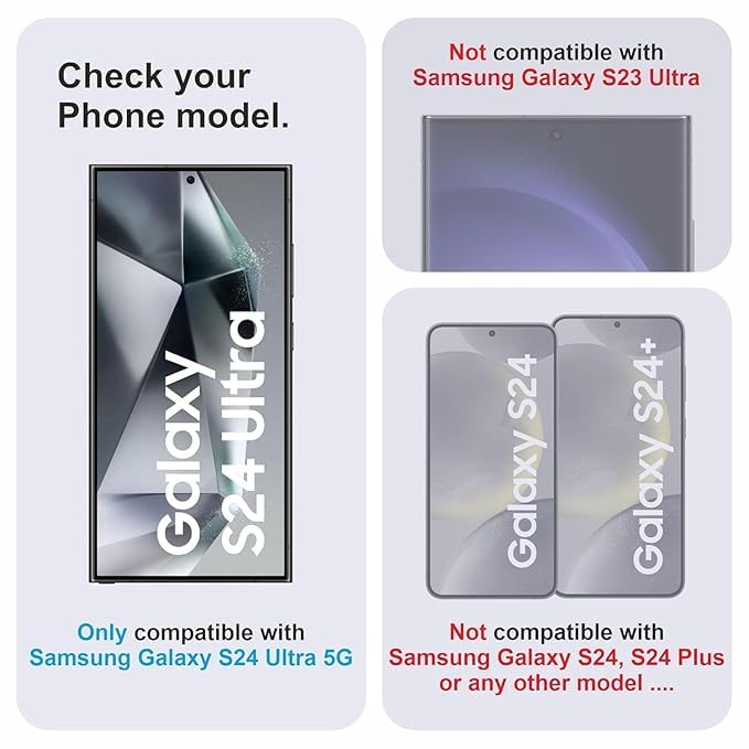 Image of Military-Grade Tempered Glass Screen Protector Compatible for Samsung Galaxy S24 Ultra with Edge to Edge Coverage and Easy Installation kit (Samsung Galaxy S24 Ultra)
