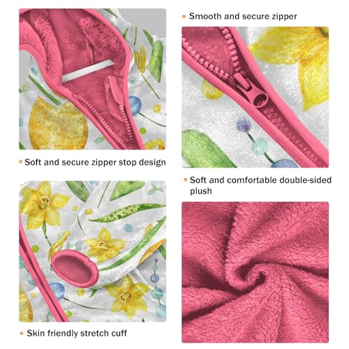 OTVEE Easter Eggs Spring Flowers Kids Hoodie Jacket Fall Spring Full Zip Warm Outwear Coat3