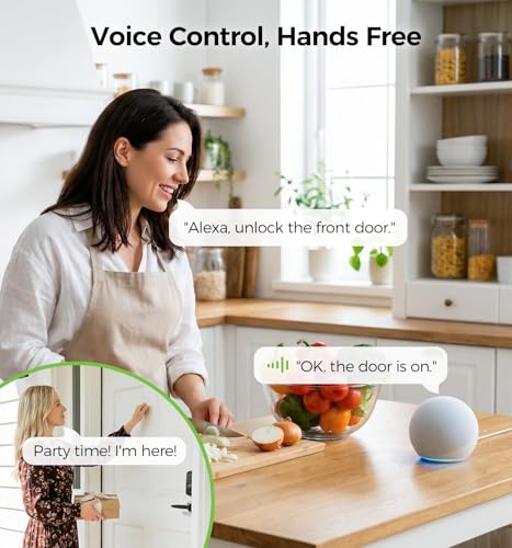 WiFi Smart Door Locks for Front Door Lock Set, Keyless Entry Door Lock Deadbolt with Handle Set, Smart Deadbolt Lock with Alexa & Google Assistant, APP Control, Voice& Fingerprint Unlock, PIN Code - Image 3