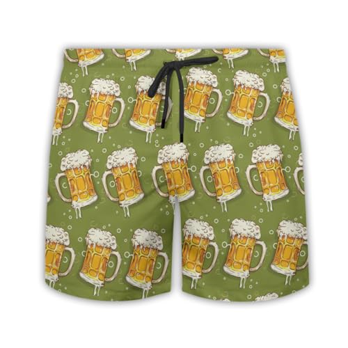 Funny Beer Mens Swim Trunks - Beer Party Hawaiian Mens Swim Short Beach Shorts TU-SH-34