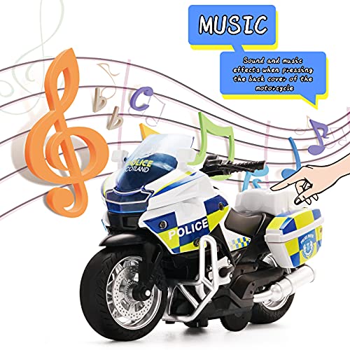 CYYSFIVQZ Die Cast Toy Motorcycle Model - Pull Back Vehicles with Sounds and Lights, Motorcycle Toys for Kids 3-9, for Youngsters who are into Collectible Scaled Cars and Motorcycles (White) - Image 3