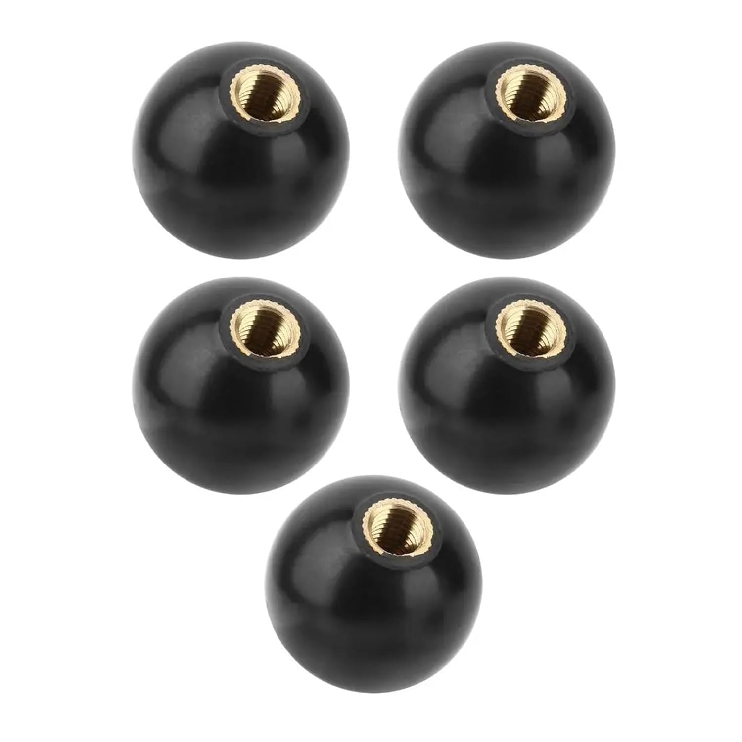 GKIRQVPE Threaded Ball Knob， Threaded Ball Knobs Black Bakelite Brass Insert Pack of 5 M6-M12(M6-25)