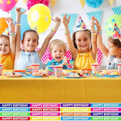 Image of JUNEBRUSHS 64pcs Happy Birthday Rubber Bracelets Classroom Reward Gifts