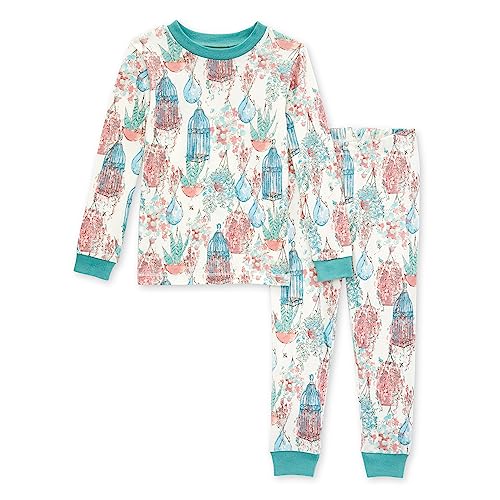 Image of Burt's Bees Baby Girls' Pajamas, 2-Piece Long Sleeve Tee and Pants Organic Cotton PJ Set