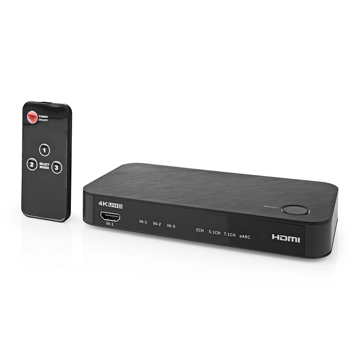 Nedis Convertitore audio digitale | 2 vie | Connettori – Ingresso: DC Power / 3 ingressi HDMI | Connettori – Uscita: 1 x 3,5 mm / 1 x TosLink / 2 x uscite HDMI | eARC | Automatico/pulsante | antracite