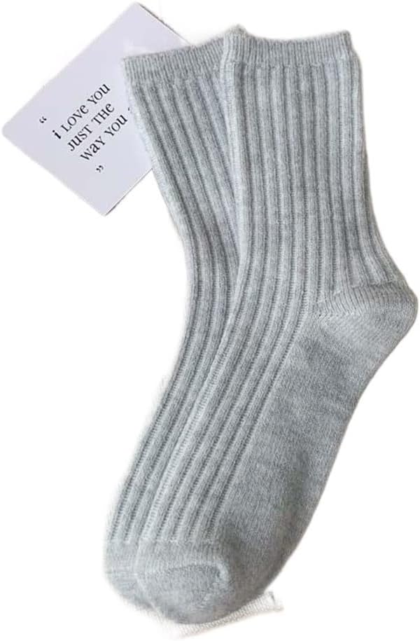 5 pairs Solid Color Casual Thicker Winter Warm Women Streetwear Cashmere Socks Wool Sock Middle Tube