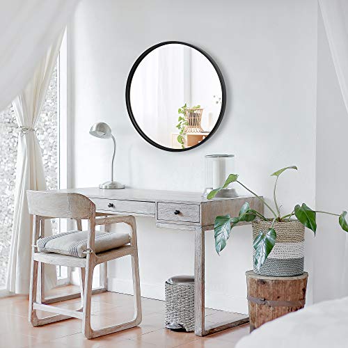 Zenstyle Black Circle Wall Mirror 18 Inch Round Wall Mirror With Metal Frame For Entryways, Bathrooms, Living Rooms, Wall Decor, Farmhouse, Makeup Vanity (Black, 18" X 18") #TOP2