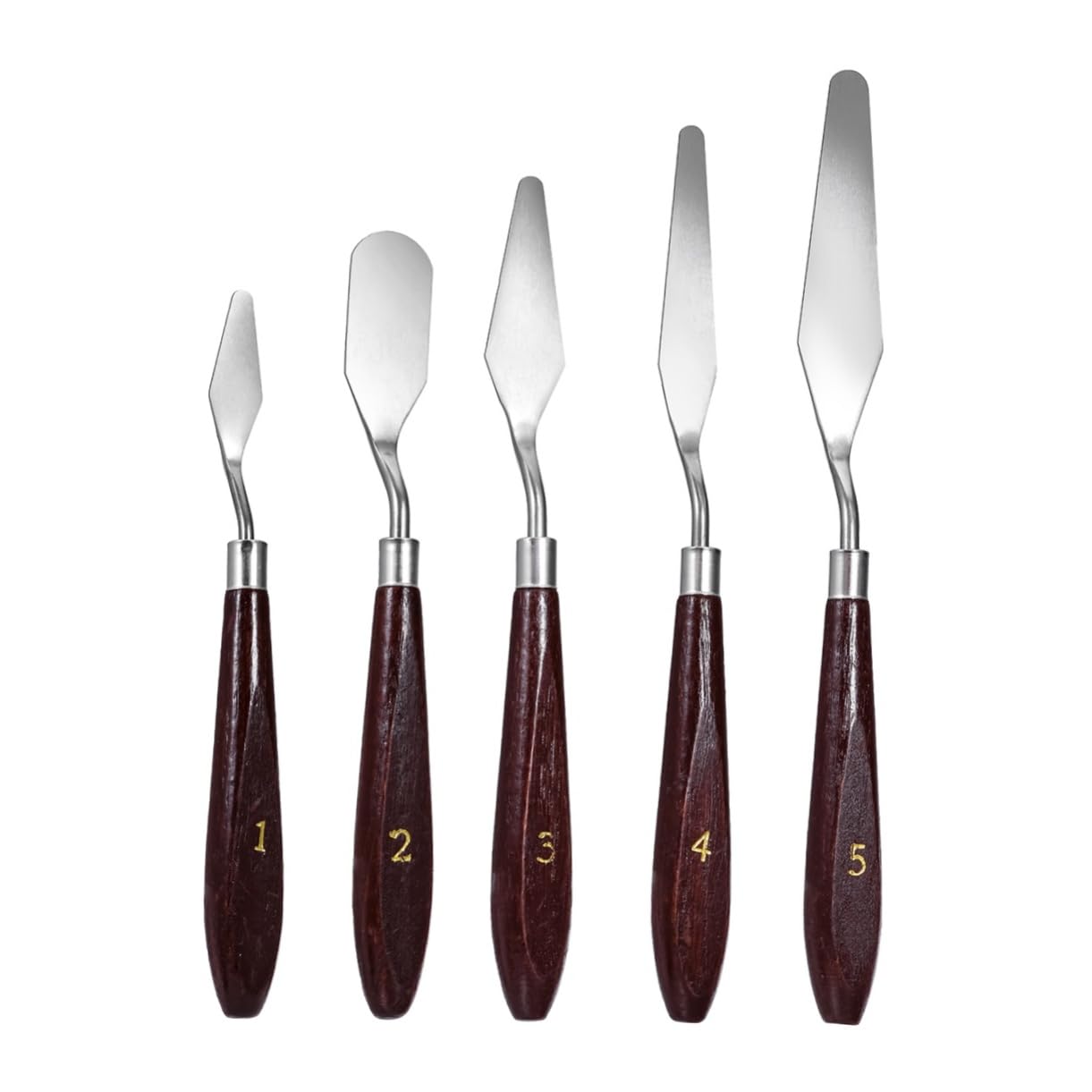 AUTSUPPL Artists Palette Knife 5 Pcs Stainless Steel Spatula Large Paint Knife Palette Scraper Mixed Sizes Random Color