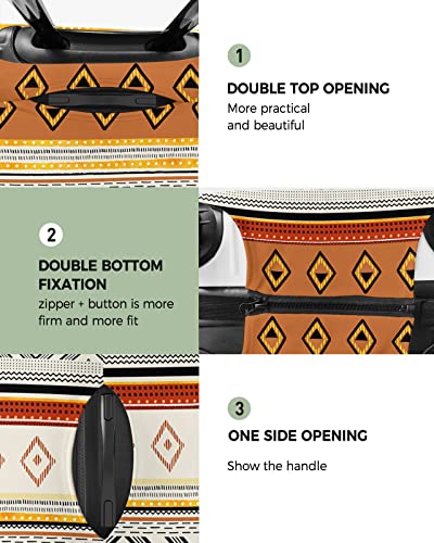 Travel Luggage Cover Spandex Elastic Suitcase Cover for Luggage, Scratch Proof Luggage Cover Protector for Trunk Case 26-28 Inch Luggage, Art Boho Style Texture Brown2