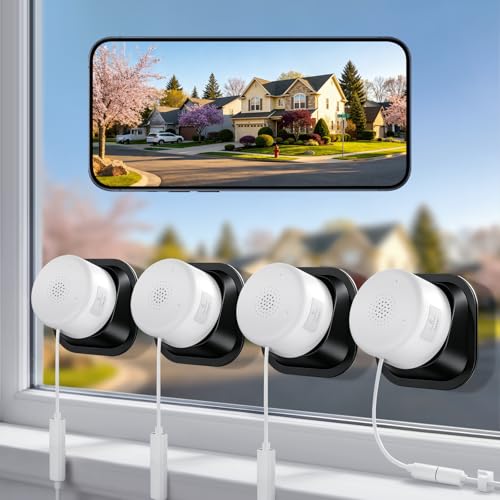 Image of 4MP /2K Window Security Camera 4Packs, No Drill 5G&2.4G WiFi Indoor Cameras for Home Security Monitoring Outdoor through Glass, Color Night Vision, 24 /7 AI Human Detection, Apt. Easy Mag. Stick Install