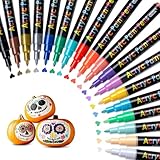 JR.WHITE Acrylic Paint Pens Paint Markers Set of 18: Fine Point for Rock Painting Glass Wood Ceramic Fabric Metal Canvas Easter Eggs Pumpkin Kit, Drawing Art Crafts for Adults Scrapbooking Supplies