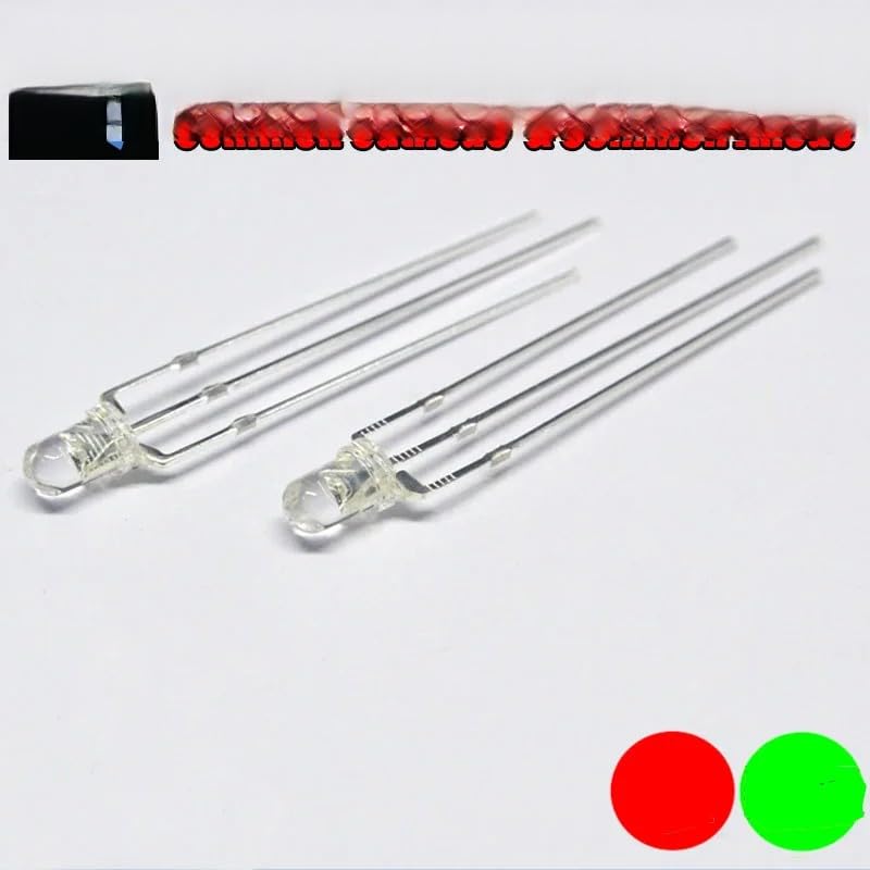 New 2024 50Pcs 3Mm Led Diode Red - Green Common Cathode & Common Anode Round Bi-Color DIY Light Accessories