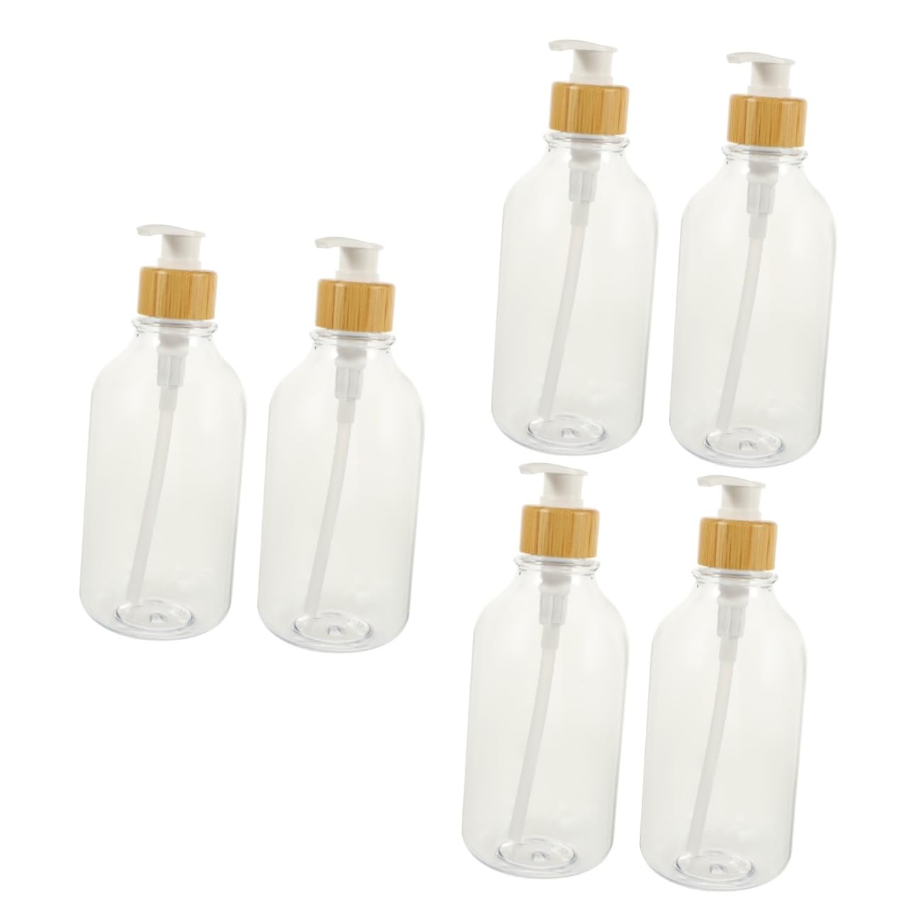 OUNONA 3 Series Botella Dispensadora De Jabón Líquido con Bomba De Bambú De Botella De Viaje para Baño Y Cocina Resistente Y Elegante 2 Piezas X 3