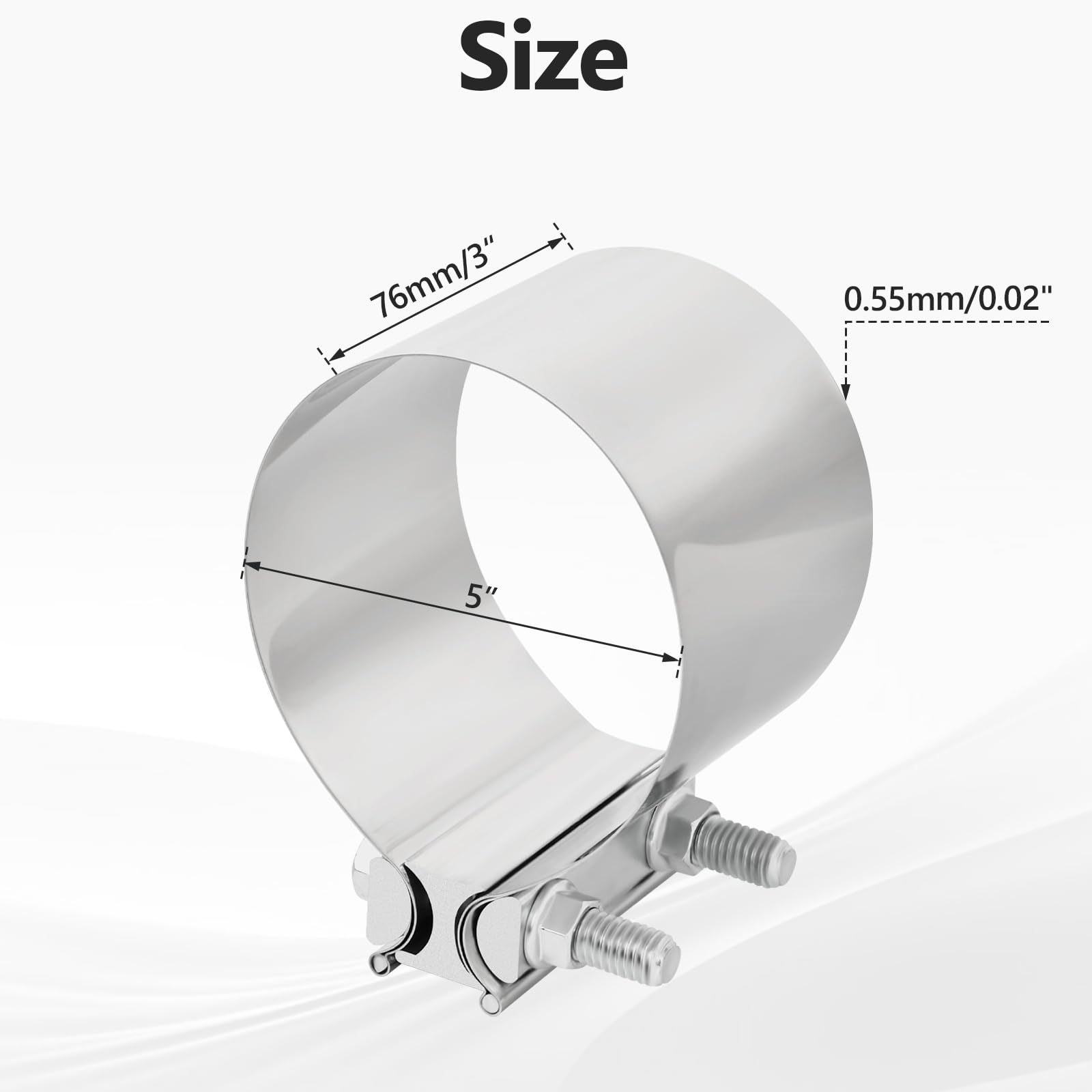 3.0 Inch Exhaust Clamp,Butt Joint Band Clamp Sleeve Coupler 3 Exhaust Y Pipe - Foto 11