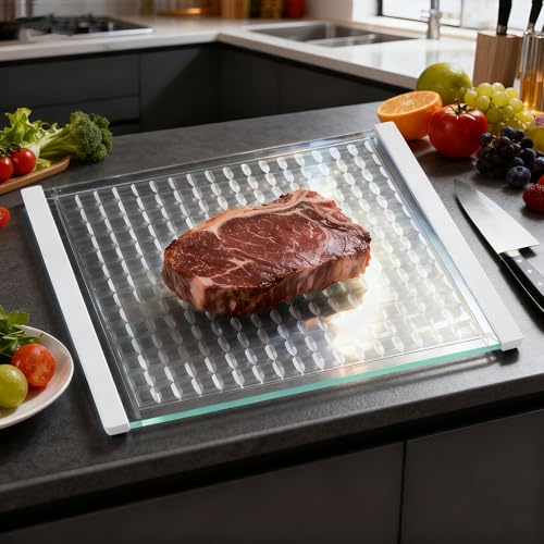 Tabla de Cortar de Vidrio Templado Artesanal de Lujo con Ranura para Jugos – Bandeja para Servir con Diseño Mosaico, Apta para Lavavajillas, 40,6 cm x 30,5 cm x 0,8 cm miniatura 5
