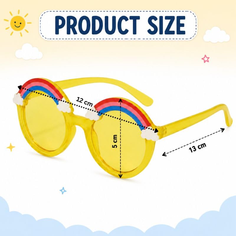 Image of BabyMoon Kids Unicorn Shaped Summer Sunglasses Goggles For Baby Girls & Boys | 2-8 Y | Yellow