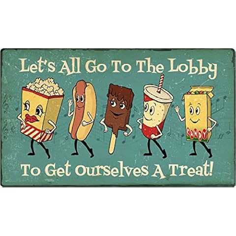 ZMKDLL Nostalgic Film Movie Cinema Theater Snack Bar Tin Sign Unique Game Room Metal Sign Outdoor Indoor Wall Panel Retro Vintage Mural Size 20x30 cm Poster Cover