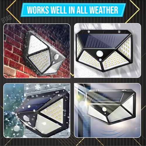 Image of MIRADH Solar Motion Sensor Sun-Powered LED Wall Light | 1W Wireless Waterproof Outdoor LED Lamp with 120 Degrees Angle Lighting | Wall-Mounted Light for Garden, Pathway, Yard