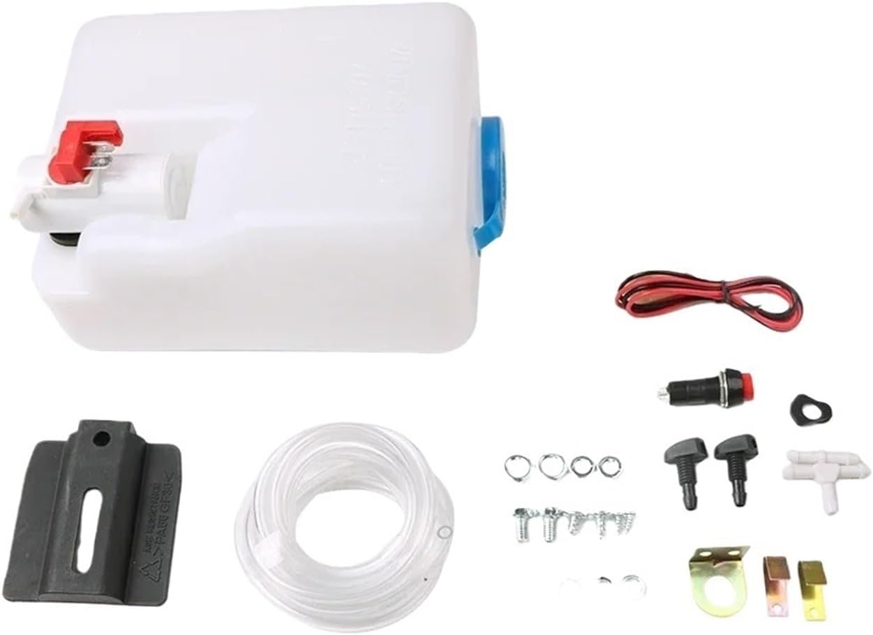 Electric Windshield Wiper Motor Kit Wiper Assembly Compatible with Polaris Ranger Honda Washer Reservoir Pump Bottle Jet Wiper DC12V 30W