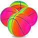 4Pcs Rainbow Playground Balls for Kids&Adults With 1 Hand Pump,8.5Inch Colorful Rubber Bouncy Balls,Inflatable Multi Colors Kick Balls Handball,Durable Indoor&Outdoor Play Toys (Neon Basketball)