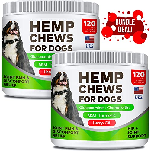 Hemp Chews + Glucosamine Combo For Picky Eaters - Duck And Bacon - Advanced Hip & Joint Supplement W/Hemp Oil Turmeric Msm Chondroitin + Hemp Protein To Improve Mobility - Joint Pain Relief #TOP19