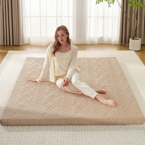 Mollydot Japanese Floor Mattress Futon Mattress, 100% Cotton Washable Cover,