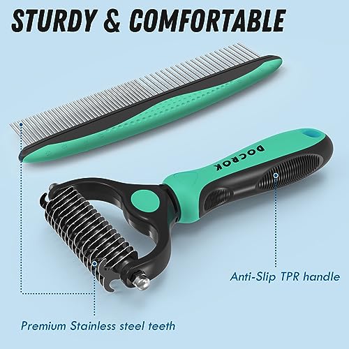 image for Docrok Pet Grooming Brush and Metal Comb Combo, Cat Brush Dog Brush fo