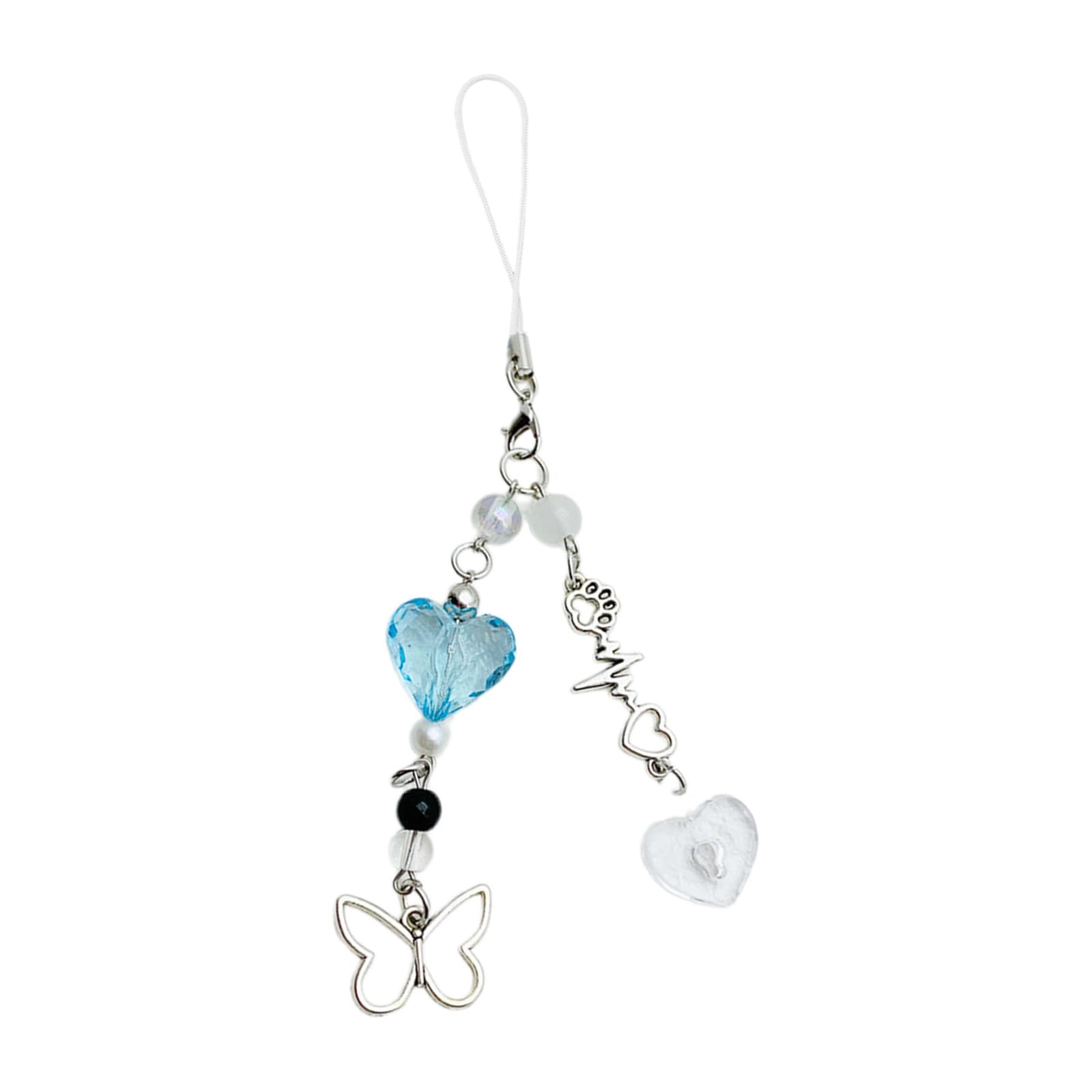 NEWFT Sweet Phone Chain Strap Lanyard Heart Butterfly Pendant Phone Charm Hangings Decoration Fashion Phone Accessory
