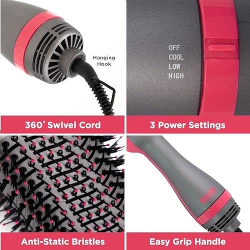 Bauer 38899 Hot Air Blow Dry Brush/Round Hair Dryer Brush for Short, Medium & Long Hair/Ionic Oval Volumiser Styling Tool / 1200W - Image 4