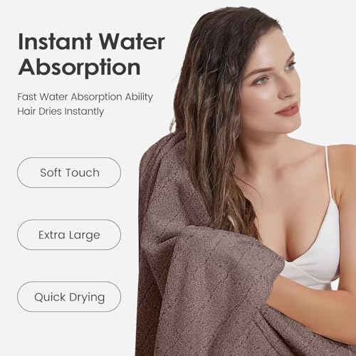 Image of JML Microfiber Bath Towels, Oversized, Ultra Soft, Super Absorbent and Fast Drying, No Fading Large Bathroom Towel Set for Sport, Travel, Fitness (Coral Fleece - Chocolate, 30 in x 60 in)