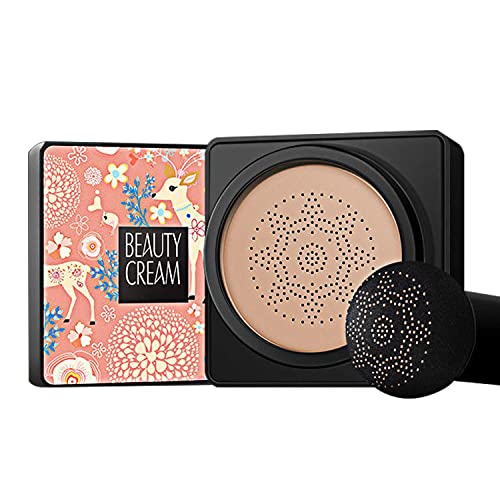 GL-Turelifes Mushroom Head Air Cushion Foundation CC Cream Sensación de agua Crema BB impecable Control de aceite hidratante, corrector natural ligero y alisador (BlanqueadoAlmendra)