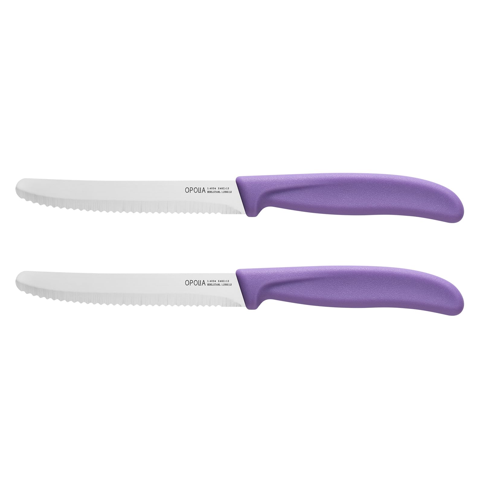 OPOLIA Tomato knife,2-Piece,Serrated,Stainless Steel,Dishwasher Safe,Purple