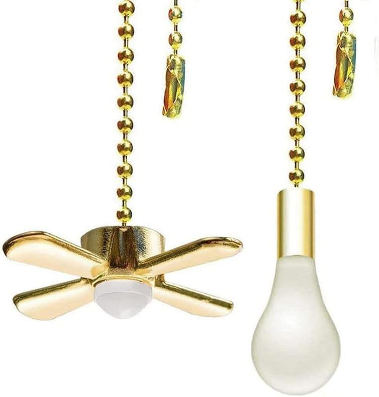 13.6 Inches Ceiling Fan Pull Chain, Ornaments Pull Chain Set For Ceiling Light,Lamp,Fixture(Gold)